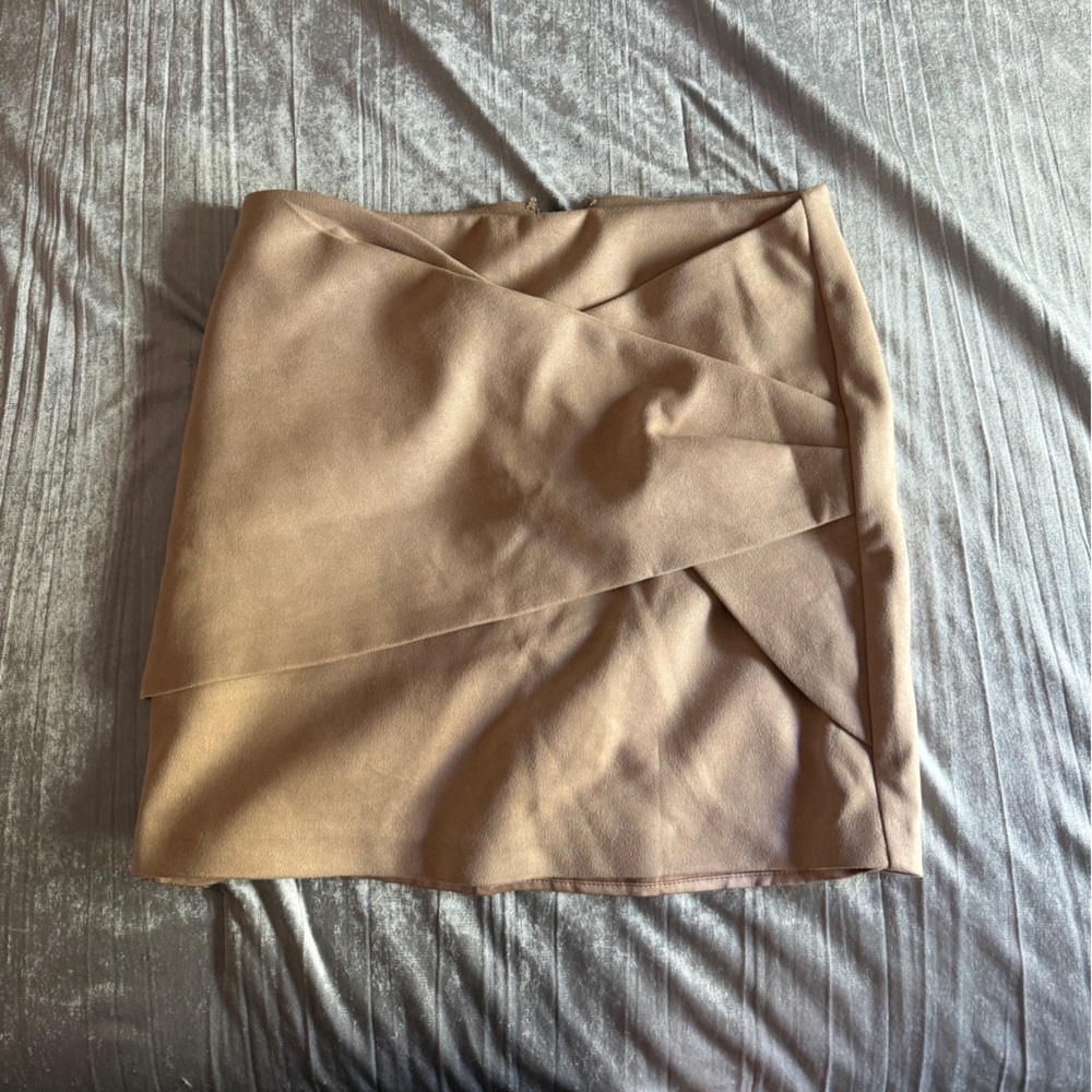 Elegant suede Tan Skirt
